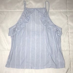 AE Striped Ruffle Crop Top